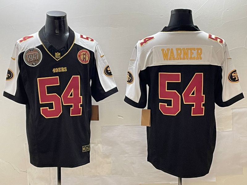 Men San Francisco 49ers #54 Warner Black Gold Thanksgiving three generations 2025 Nike Limited NFL Jersey style 2